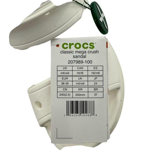 NWT Crocs Platform Mega Crush Chunky Iconic Sandal in White Size 8 - Picture 4 of 14
